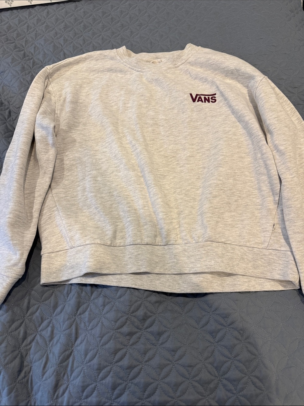 Vans Heather Gray Crewneck with Burgundy Logo
